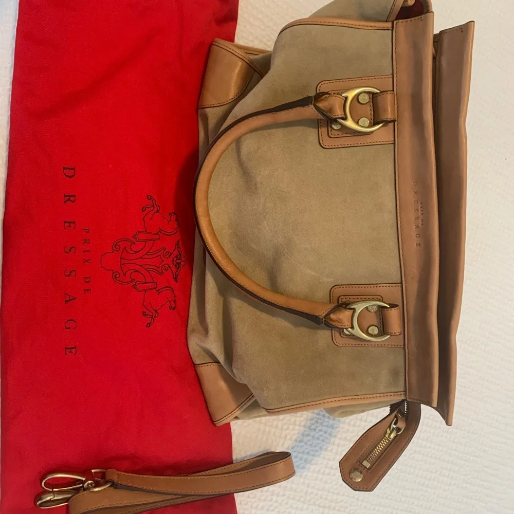 Prix de Dressage Suede & Leather Satchel — Tan/Camel - Picture 5 of 15